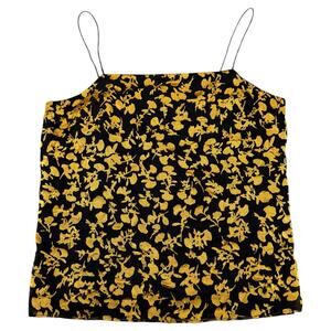 Club Monaco Velvet Burnout Camisole Top Cami Silk Blend Black Gold Size Medium